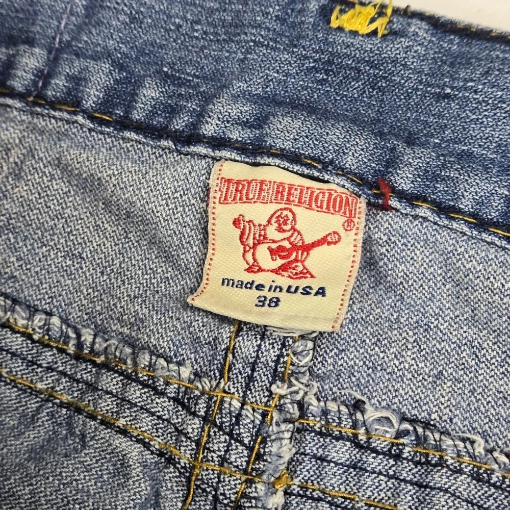 True Religion Billy Super T Distressed Jeans Blue Straight Leg USA Vintage Y2K